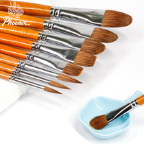 Phoenix Painting Material Wolf Mill Brush 7 Sets Watercolor Gouache Acrylic Flat Head Round Head Line Brush
