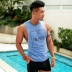 Ông Hui Mùa hè Tiếng Anh In Áo thun nam không tay Áo thun nam Slim Thể thao châu Âu và Mỹ Thể thao thun cotton - Áo vest cotton áo ghi lê nam Áo vest cotton