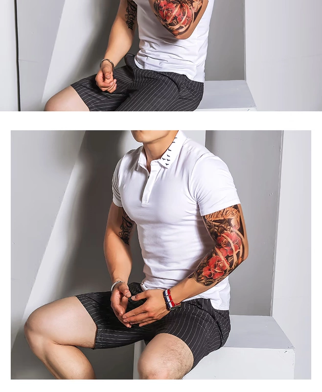 Ông Hui mùa hè mới áo sơ mi polo ngắn tay nam giản dị nam Hàn Quốc phiên bản thêu của hải âu Slim men thủy triều T đáy - Polo áo polo nam đẹp