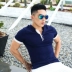 Mùa hè 2018 mới đường viền cổ áo tương phản ngắn tay áo polo nam tự tu luyện căng thẳng POLO thể dục nam áo phông polo nam Polo