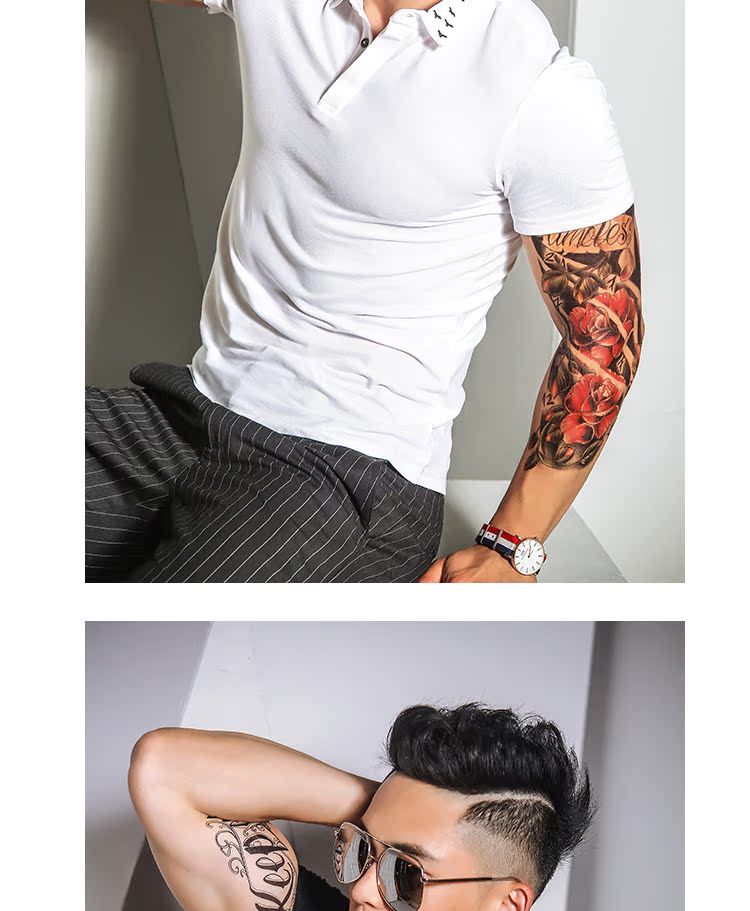 Ông Hui mùa hè mới áo sơ mi polo ngắn tay nam giản dị nam Hàn Quốc phiên bản thêu của hải âu Slim men thủy triều T đáy - Polo áo polo đẹp