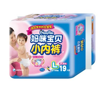 妈咪宝贝 小内裤式 女宝纸尿裤 拉拉裤宝宝尿不湿 L19片 9-14kg