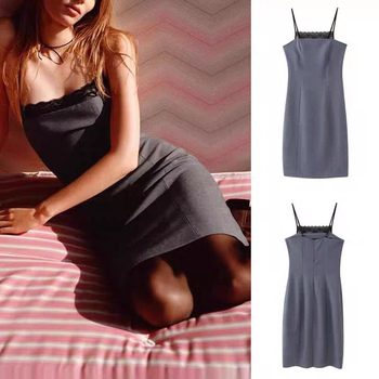 ເອີຣົບແລະອາເມລິກາ sexy lace splicing dress summer ຄົນອັບເດດ: ໃຫມ່ mid-length suspender slimming skirt ສໍາລັບແມ່ຍິງ 14282
