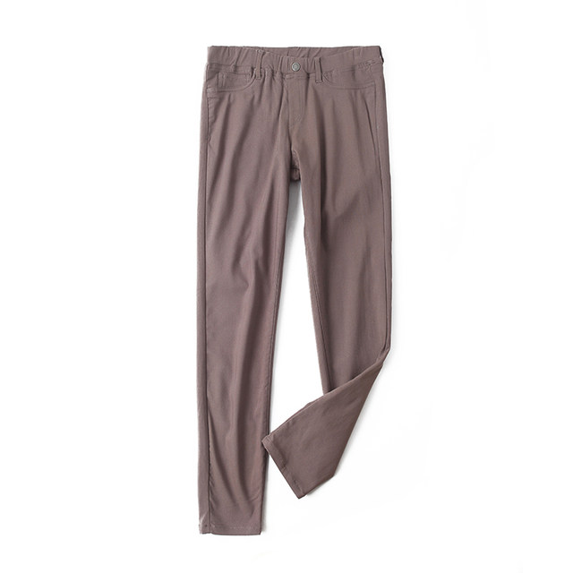 Elastic waist thin velvet outer leggings Spring and autumn elastic small feet pants Foreign trade small straight pants Women's pants X/16