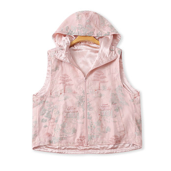 ເສື້ອຢືດ hooded embroidered ລະດັບຊາດພາກຮຽນ spring ແລະດູໃບໄມ້ລົ່ນຄົນອັບເດດ: ໃຫມ່ sleeveless jacket ແມ່ຍິງກະທັດຮັດວ່າງສະບາຍເທິງ 16234