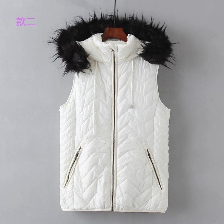Áo vest nữ thu đông mới 2019, áo vest cotton có mũ cỡ lớn, áo khoác dây kéo ngắn, áo khoác nữ - Áo vest