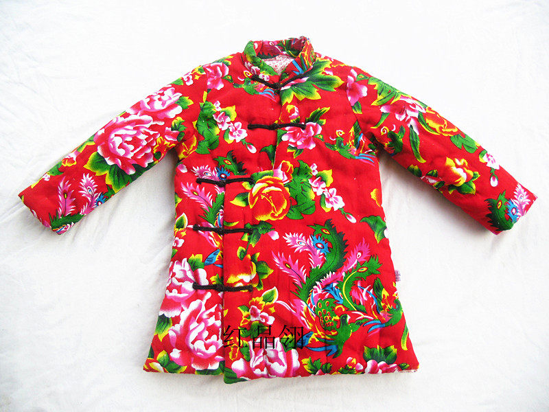 Red Crystal Feather Original National Windy Bouquet Children Handmade to Partial Flap Pure Cotton Cotton Cotton Jersey Baby New Year Dress