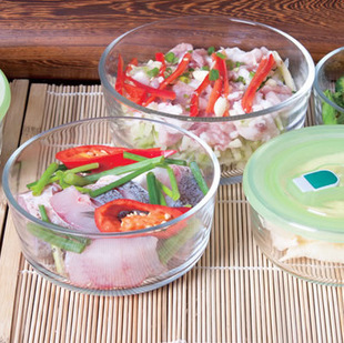 New Pint Lilac Tempered Glass Round Square refreshing box Heat-resistant glass refreshing meal gift box set S223