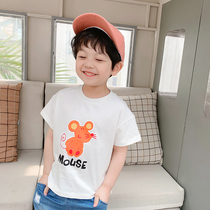 Parent-child clothing for a family of three childrens short-sleeved T-shirts summer thin baby tops summer clothes boys half-sleeved pure cotton trendy