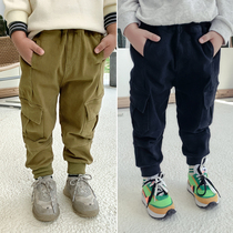 Childrens clothing boys pants spring and autumn 2021 new childrens trousers Western style pure cotton baby spring childrens casual pants