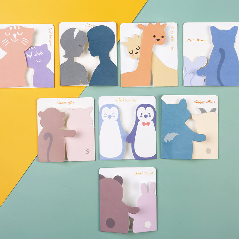 Fold in half small animal greeting card cute student children couple greeting card school company message holiday gift