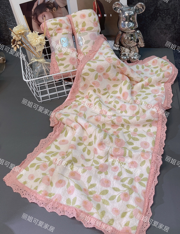 【Jinmu Liangpin】New Small Floral Towel 35*75cm Coral Fleece Towel