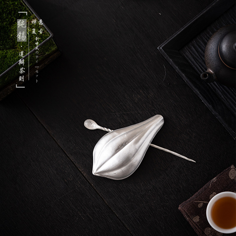古锡茶则茶拨莲花赏茶荷:唤醒茶香的复古禅意神器!🍵 -茶匙-淘宝百科网