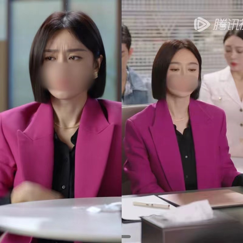 Shining She Qin Lan Guan Wen Celebrity Style 2023 Autumn Korean Version Women's Casual Purple Blazer Suit Shining She Qin Lan Guan Wen Celebrity Style 2023 Autumn Korean Version Women's Casual Purple Blazer Suit