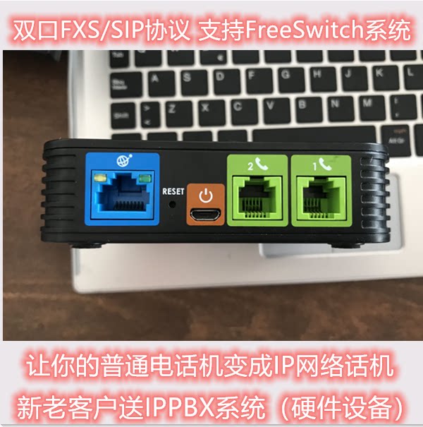 Double mouth FXS sip protocol FreeSWITCH 2 mouth IP analog phone voice gateway voip off-site networking