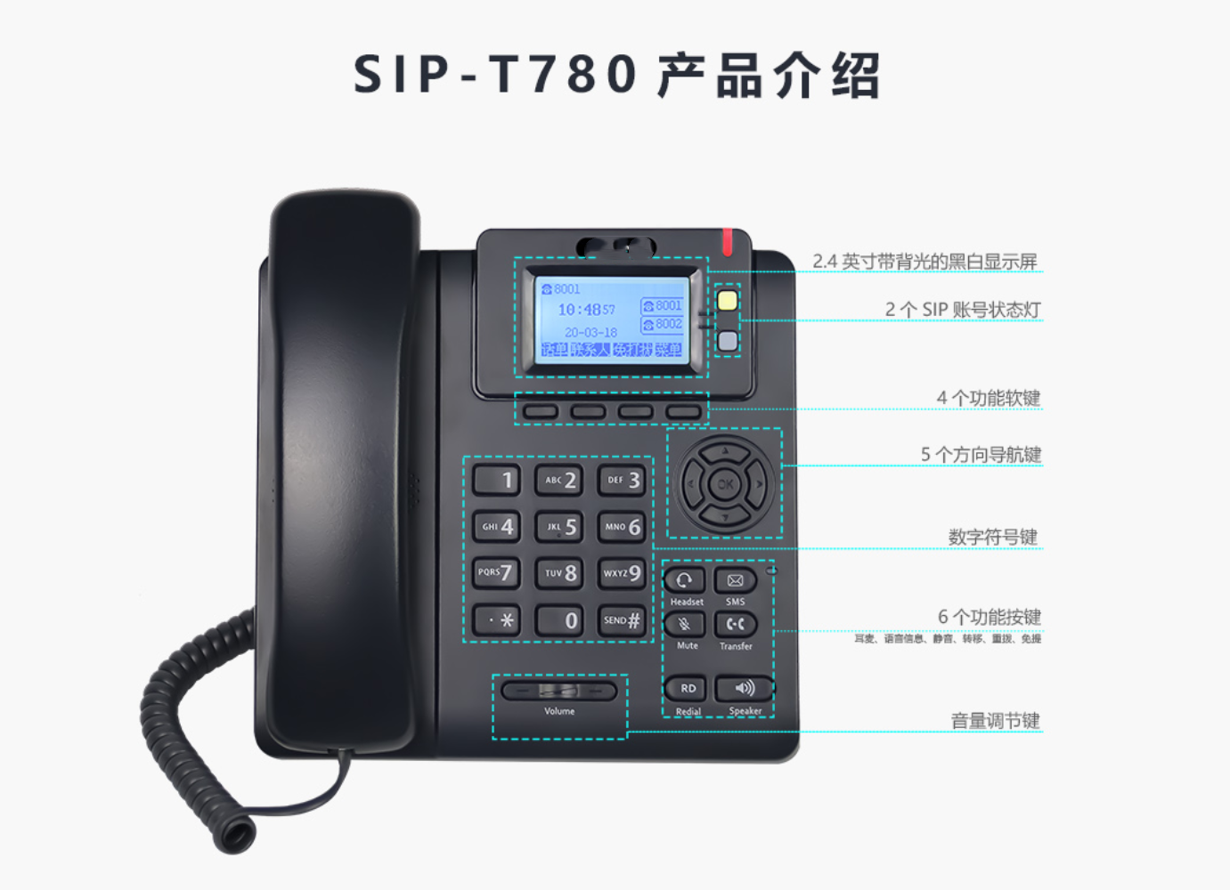 Electric pin office voip switch POE WIFI dual network port sound quality good P network telephone IP phone-Taobao
