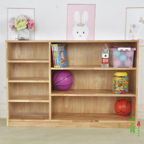 Childrens solid wood storage cabinet rubber wood Montessori storage cabinet building block toy rack with drawer toy rack