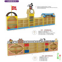 Childrens Mickey modeling toy cabinet 3D three-dimensional cartoon toy rack kindergarten storage rack Snoopy train bus