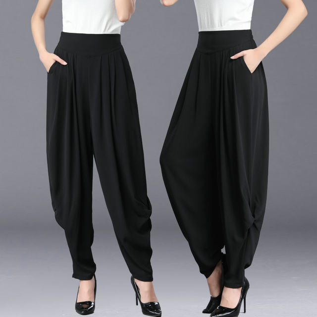 2024 versatile bloomers summer ກາງເກງບາງໄຂມັນ mm loose flesh-covering harem pants wide leg ຕີນຂະຫນາດນ້ອຍ trousers ສໍາລັບແມ່ຍິງ