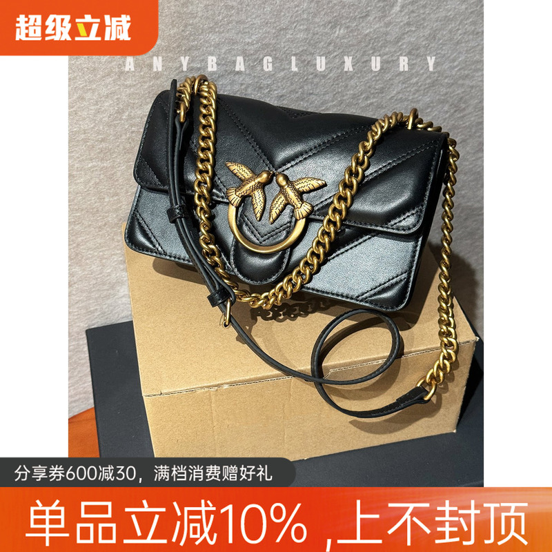 Official Flagship 3200 Limited Edition! Factory Nfc Chip Full Package Sheepskin Quilted Gold Chain Double Swallow Shoulder Crossbody Bag