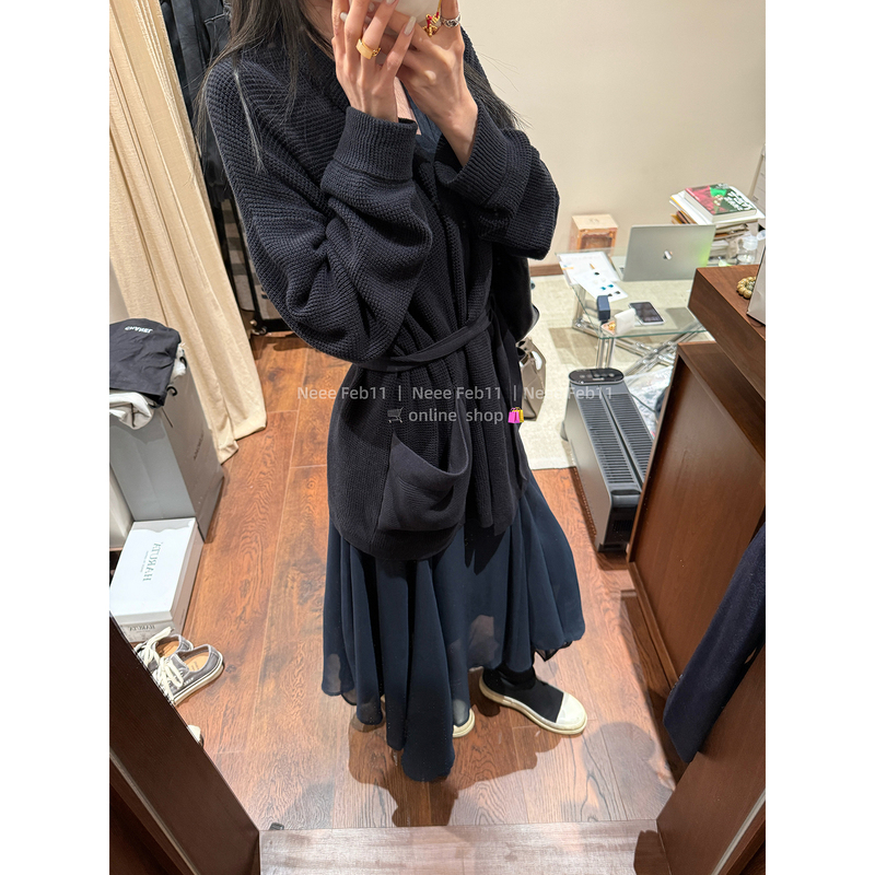 Neee Feb11【3/29 20:00 Spring/Summer New Arrivals】【Ro Style】Large Pocket Drapey Lapel Cardigan