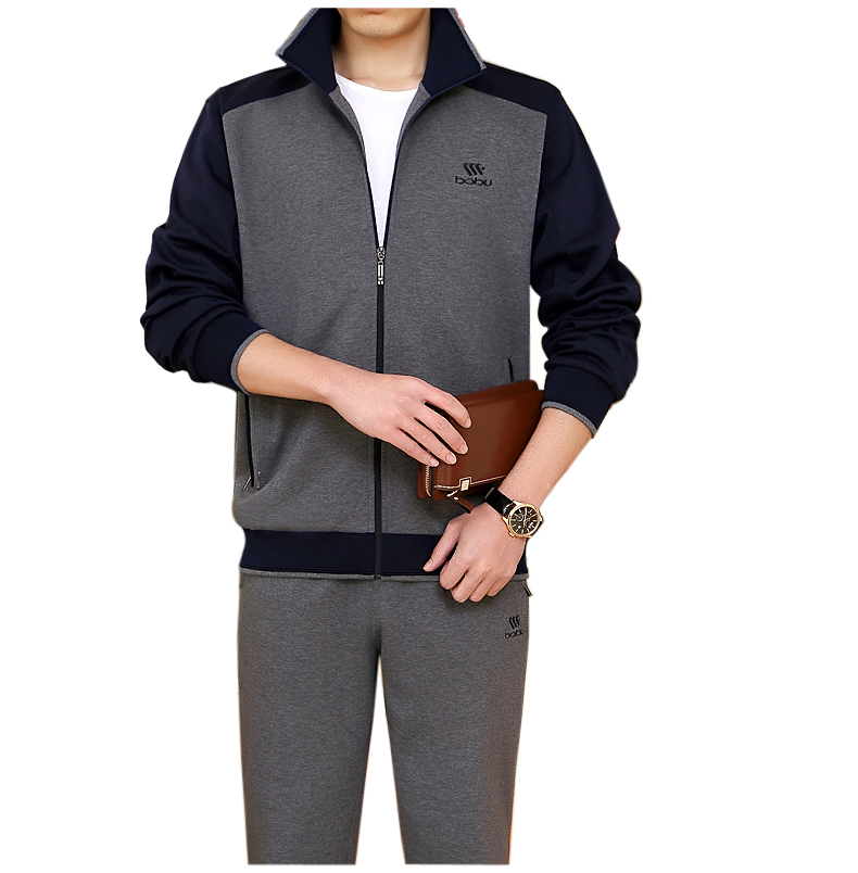 Bộ đồ thể thao trung niên nam mùa thu và áo khoác mùa đông Cha trung niên mặc đồ thể thao cotton dày hai mảnh - Thể thao sau quần dài chạy bộ nam