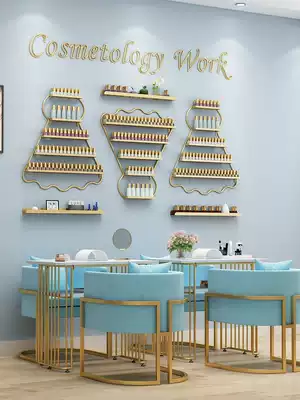 ins net red gold nail art rack Wall-mounted nail oil glue display rack Nail polish rack Badminton wall shelf