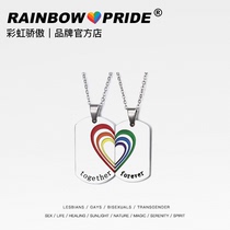 RainbowPride Rainbow love tag Stainless steel couple brand necklace LGBT men and women same-sex titanium steel jewelry