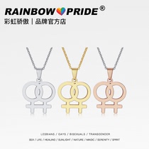 RainbowPride Rainbow Pride LES Titanium Steel Women Women 38 Vintage Couple Necklace Silver Gold Rose Gold