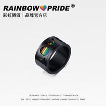 RainbowPride Rainbow pride rotating ring Europe and the United States tide brand non-titanium steel gay and lesbian LGBT ring LES