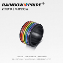 RainbowPride Six-color Rainbow Rotatable Rotatable Titanium Steel LGBT Ring Stainless Steel gay Jewelry