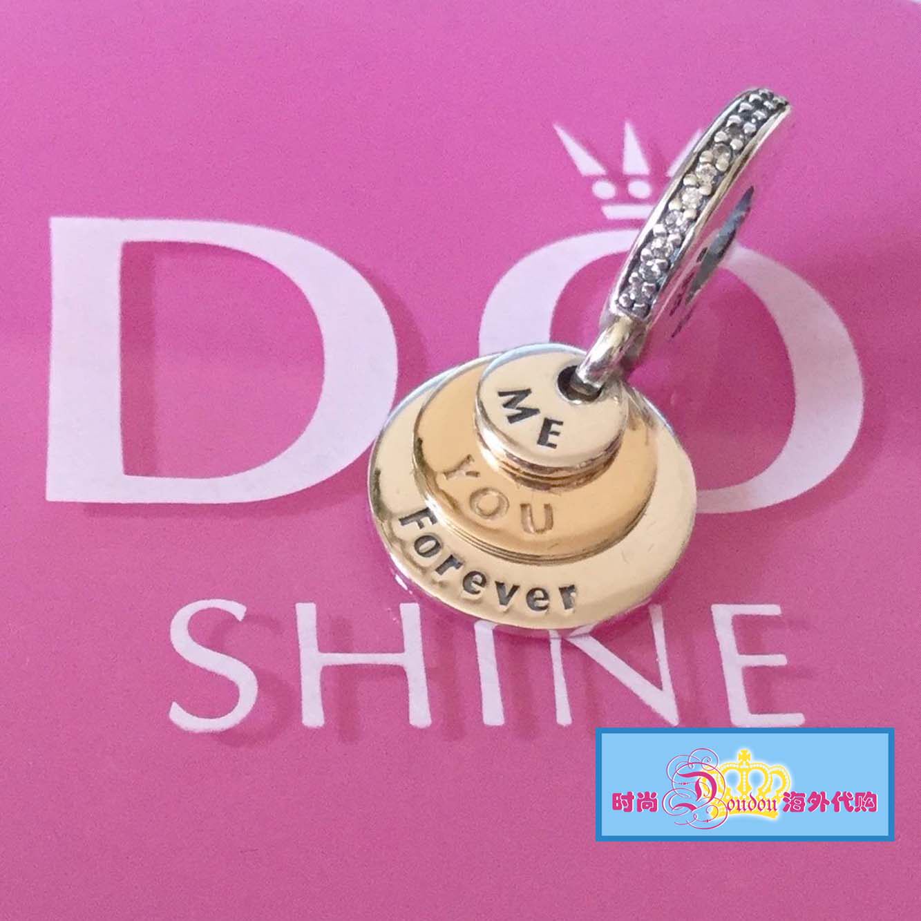 Spot Pandora Pandora 925 silver 14k gold you and me eternal pendant 791979CZ