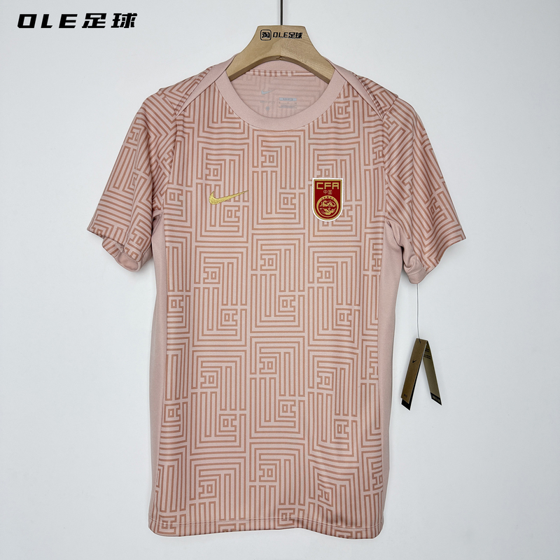 Ole Football Nike Nike China Team 2025 Pre-Match Warm-Up Training Uniform Short-Sleeved Jersey Fz9714-601