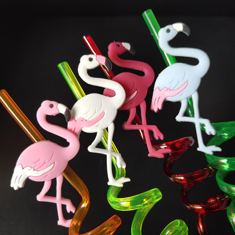 Creative drinking water funny colorful flamingo plastic art straw children cute cartoon drinking water artifact 4