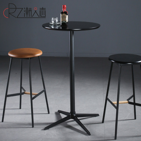 Nordic creative fashion bar table household small apartment high table simple modern milk tea shop iron round bar table