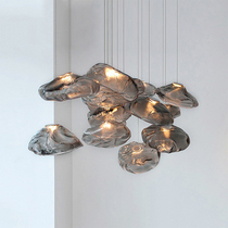 Stair chandelier Nordic restaurant lamps designer window glass Cloud lamp hotel Art Deco exhibition hall lamps