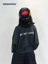 iaiammo original design foreign style gray green pocket t-shirt cotton childrens long sleeves for children