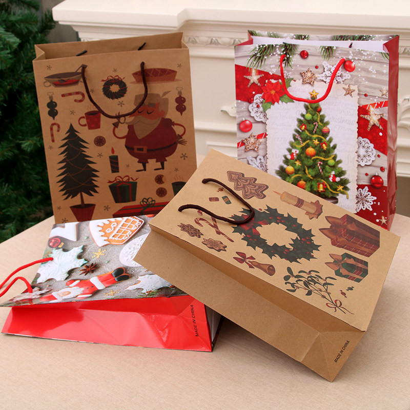 Christmas Gift Bag Gift Bag Christmas Tote Bag Kraft Paper Bag Christmas Packaging Bag Christmas Clothes Bag