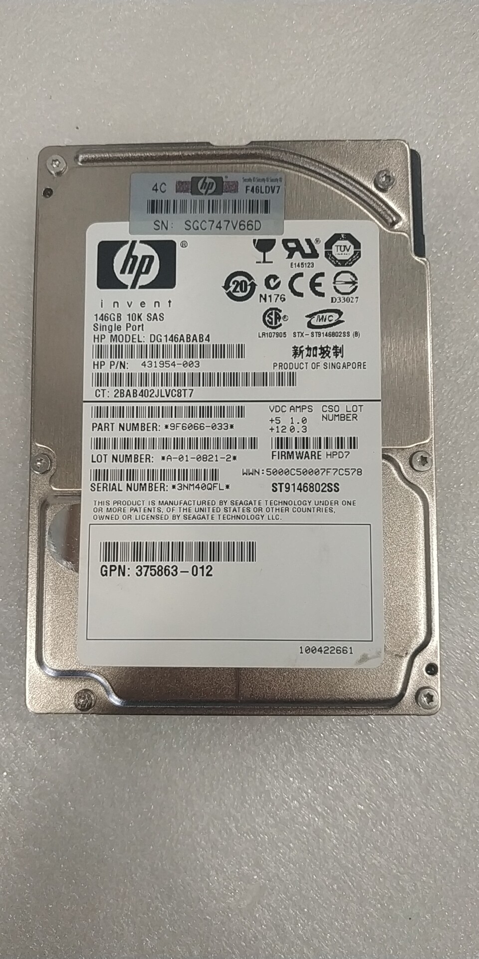 Original fit HP 146G 10K 2 5 SAS hard disc DG146ABAB4 431954-003 375863-012