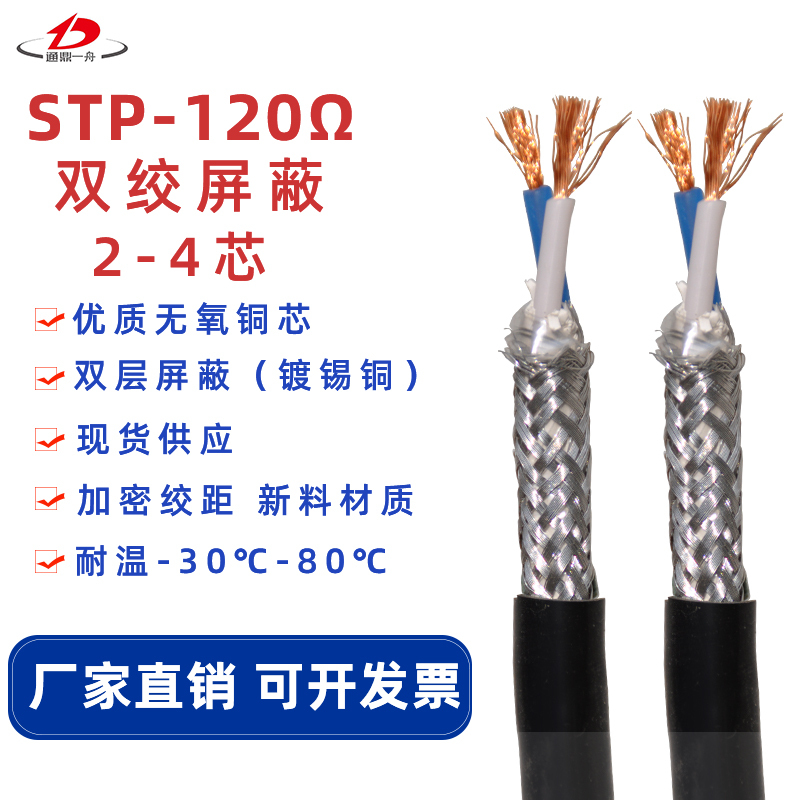 Tinned Copper Shielded Net Stp-120 Signal Cable Can Shielded Twisted Pair Rs485 Communication Line 2-Core 4-Core