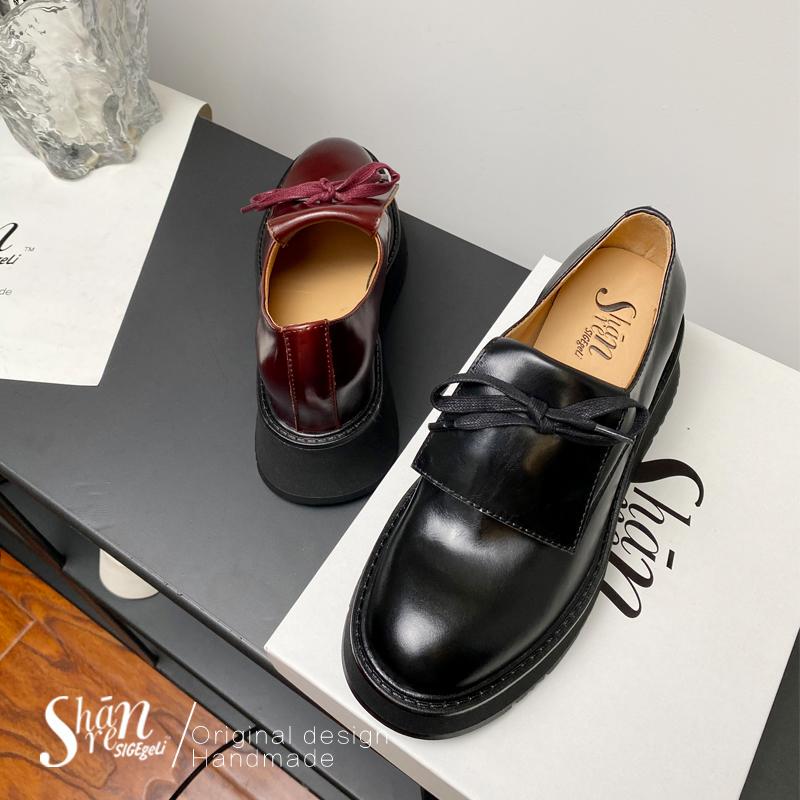 Shānren Is a Stand-Out Brand. French-Style Leather, Thick-Soled, Vintage Mary Jane Shoes with Bowknot, Shallow-Cut Single Shoes, Derby Shoes Shānren Is a Stand-Out Brand. French-Style Leather, Thick-Soled, Vintage Mary Jane Shoes with Bowknot, Shallow-Cut Single Shoes, Derby Shoes