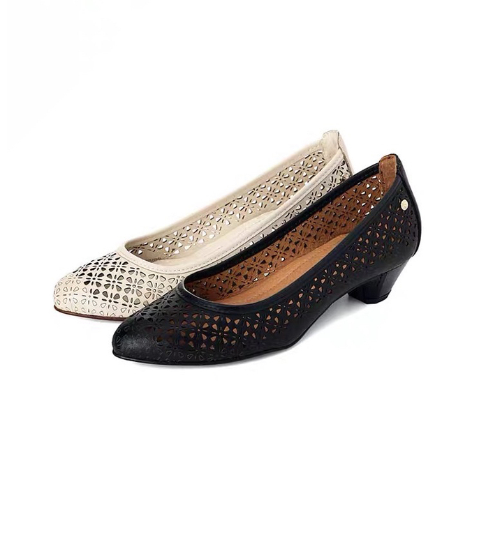 Pikolinos Autumn Cowhide Shallow Mouth Tapered Medium Heel Slip-On Hollow Shoes Pl 225623 Pikolinos Autumn Cowhide Shallow Mouth Tapered Medium Heel Slip-On Hollow Shoes Pl 225623