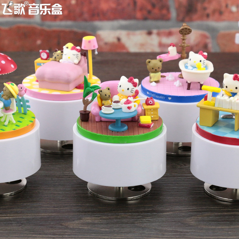 Cute kitten rotating music box Music box Sky City creative birthday gift Girlfriend girl girl bestie