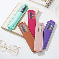 British IF portable pen bag leather pencil anti-lost pen set pencil pen stationery storage simple elastic strap