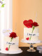 七夕情人节蛋糕装饰爱心卡片仿真玫瑰花摆件情侣告白love装扮插件