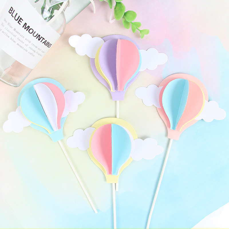 Creative Birthday Cake Decoration Pendulum plug-in suit accessories Net Red Romantic Clouds solid Hot Balloon Small Balloon-Taobao
