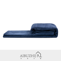 Soft decoration model room Nordic modern simple American New Chinese bed tail Dark blue cotton and linen towel blanket Knitted blanket