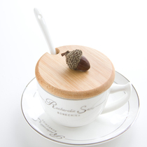 Creative anti-dust eco-friendly solid wood Bamboo Diy Hand Mark Tea Cup Accessories Water Coffee Cup Lid Oak