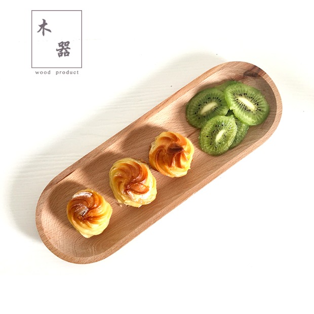 Tấm gỗ hình chữ nhật Nhật Bản Sáng tạo cao cấp 榉 Tấm gỗ phương Tây Bánh snack khay gỗ hộ gia đình khay trà gỗ nguyên khối