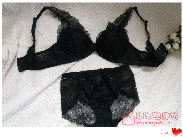Yo-yo Fish Outlet Korea Big Brands Sexy Black Poly-Woo Side Closeted Breast Milk Underwear Suit
